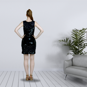 Mini vestido liso elegante para mujer, suave, transpirable, a la moda, hasta la rodilla, vestido de fiesta, patrón geométrico para viajes de verano en la playa - Product Image 4