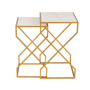 Table gigogne de luxe Istanbul avec dessus en pierre de quartzite et base en fer forgé fabricant d'usine fournisseur - Product Image 1