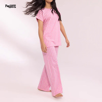 Ensemble de pyjama en molleton pour femme, deux pièces, uni, plissé, coupe large, ajustement régulier, en coton, prix d'usine de gros, collection été
