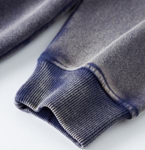 Sweat à capuche pour hommes de haute qualité 100% coton écologique hiver lourd lavage Vintage poche à capuche zippée Logo personnalisé bas quantité minimale de commande détresse - Product Image 4