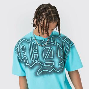 Directo de fábrica al por mayor Unisex de alta calidad de algodón pesado de gran tamaño impreso Camiseta de manga corta para hombre - Product Image 4