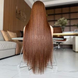 Pelucas muy sedosas de la mejor calidad, pelo crudo Real, 100% cabello humano vietnamita, hueso recto, peluca con cierre de Color marrón - Product Image 1