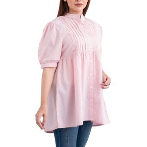 Womens quá khổ phù hợp với rô Bông Áo sơ mi giản dị | Camisa Casual de Algodon một cuadros estilo holgado Para mujer - Product Image 1
