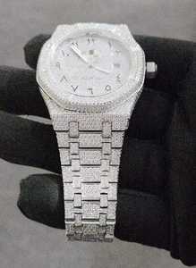 สำหรับ38มม. หรูหรา VVS Moissanite นาฬิกากลไกเย็นเพชรสำหรับผู้ชาย Miyota การเคลื่อนไหวสแตนเลสวงแก้วคริสตัลวันที่ - Product Image 2