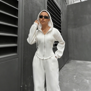 PASUXI Conjunto Deportivo Ecológico para Mujer al por Mayor, Sudadera Holgada Oversize y Pantalones Jogger de Color Liso, Ropa Deportiva de Verano para Descansar - Product Image 5