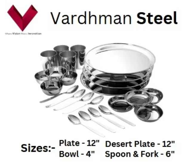 Hot Sale 24-Piece Stainless Steel Dinner Set with Plant Pattern Cutlery Dishes Plates Includes Ins Design Style Serving Knives
