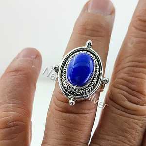 Handmade 925 Sterling Silver Lapis Lazuli <b>Ring</b> Blue Gemstone <b>Statement</b> Women's <b>Ring</b> for Gift - Product Image 1