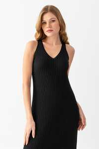 Vestido elegante de punto con cuello en V para mujer, sin mangas, transpirable, tejido de costilla, vestido de alta calidad, servicios OEM personalizables - Product Image 5