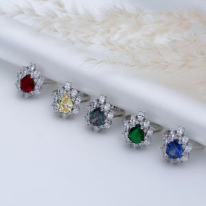 แหวนหิน Citrine CZ ทรงลูกแพร์ทำจากเงินทำมือ925เครื่องประดับเงินสเตอร์ลิงทำด้วยมือเครื่องประดับแฮนด์เมด - Product Image 2