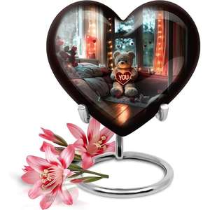 Hot Selling <b>Keepsake</b> Heart Urn Cremation Urn <b>for</b> Human <b>Ashes</b> with Premium Stand Handcrafted Mini Urn Heat Shaped - Product Image 2