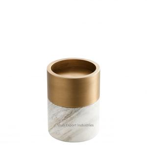 Portavelas de pilar de mármol y latón macizo superventas, color dorado y blanco para decoraciones de luces navideñas y del hogar - Product Image 2