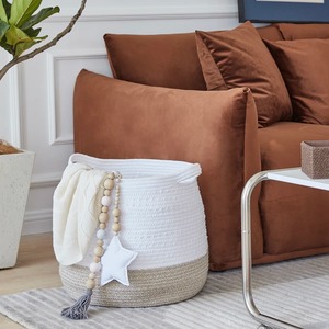 Panier en macramé blanc minimaliste, organisateur polyvalent fait à la main pour le rangement, table, chambre, salon, décoration intérieure en provenance d'Inde - Product Image 3