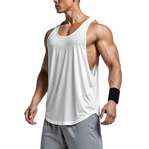 Débardeurs conception personnalisée fabricant hommes blanc surdimensionné gilet 95% coton 5% Spandex col rond sérigraphie débardeurs hommes - Product Image 1
