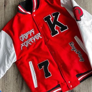 OEM Custom Unisex Winter Wool Bomber <b>Jacket</b> Chenille Patches PU <b>Varsity</b> <b>Vintage</b> Letterman University <b>Jacket</b> Embroidered Coated - Product Image 2