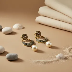 Boucles d'oreilles pendantes en perles anciennes pour femme, bijoux cadeau - Product Image 3