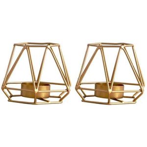 Linterna de vela de Metal con acabado dorado de diseño geométrico, nueva decoración interior para el hogar con luz LED para Material de vidrio de Navidad - Product Image 1