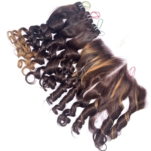 ชุด2025ผมมนุษย์สำหรับต่อผมมนุษย์สีออมเบรแบบช่อผมดิบเด้ง - Product Image 1