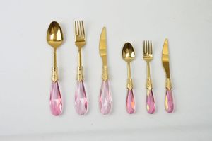 Stylish Pink And White Modern Style Resin Handle Cutlery Featuring Silver Head <b>Flatware</b> For Homes Restaurants And Parties - Product Image 6