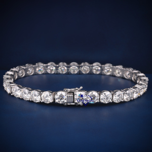 Iced Out Round Cut Moissanite Diamond 6.5 MM Tennis <b>Bracelet</b> 925 <b>Sterling</b> <b>Silver</b> Stylish and Elegant For Him Her Hip Hop Jewelry - Product Image 1