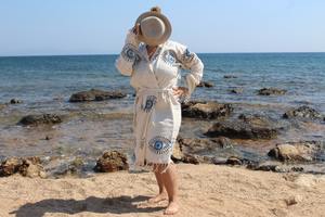 Lux Eye Albornoz de algodón turco Bata Negligee Secado rápido Manga larga Albornoz suave Mujeres Hombres Buena calidad Hogar Sauna Playa Spa - Product Image 5