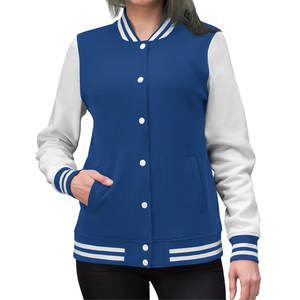 Chaqueta universitaria de corte regular de calidad superior para mujer 100% mangas de cuero PU con bordado personalizado impresión y embalaje - Product Image 1