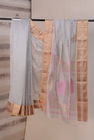 Sari Jhaad à double bordure en coton biologique 100% teint uni, accessoires de mode STUDIO N INF10