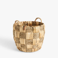 Paniers à linge de rangement en jacinthe d'eau avec poignée, panier de conteneur tissé pour l'organisation de la maison