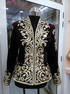 ELEGANT JACKET ON VELVET FABRIC EMBELLISH OF STYLISH CRYSTAL BEADS,GLASS STONE, DABKA WORK @ 2022 - Product Image 2