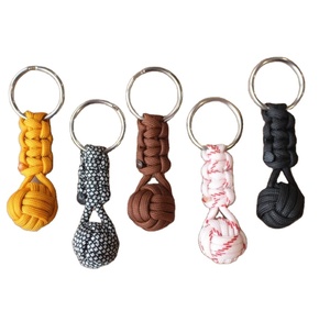 Paracord Monkey Fist Keychain with Cobra KnotsBrass Shackle - 4.5" Long - Handmade Sailor <b>Rope</b> Key Ring - Nautical Jewelry Gift - Product Image 1