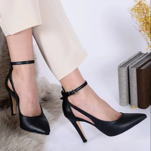 Zapatos de Tacón de Aguja Clásicos para Mujer, Punta Puntiaguda, Decoración de Diamantes de Imitación, 9 CM, para Tallas 36-40, Hechos en Turquía - Product Image 1