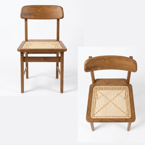 Chaises de salle à manger modernes et élégantes les plus vendues, en teck et rotin écologiques, pour l'extérieur, le salon et l'appartement - Product Image 2