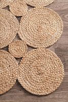 Tapis rond en jute naturel tissé à la main - Réversible, écologique, taille personnalisée, poils moyens, style bohème, pour salon et extérieur