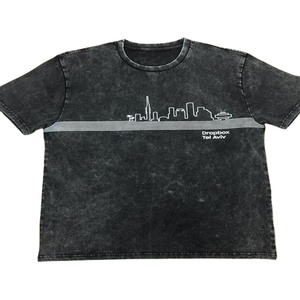 Venta al por mayor de impresión personalizada en blanco lavado con ácido camisetas estilo Vintage peso pesado de algodón de gran tamaño hombres Camiseta de manga corta - Product Image 1