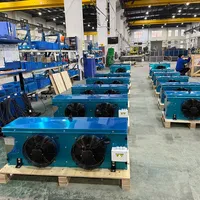 Unité de condensation industrielle bleue à double ventilateur pour refroidisseur d'air, idéale pour ateliers et entrepôts