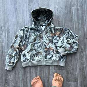 Mens Winter Leaf Camo Pullover <b>Hoodie</b> with Embroidered Patches Polyester/Cotton <b>Plain</b> Dyed - Product Image 2