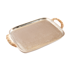 Bandeja para servir plateada de aluminio de forma rectangular Premium en la bandeja para servir alimentos de la mejor calidad con asa - Product Image 6