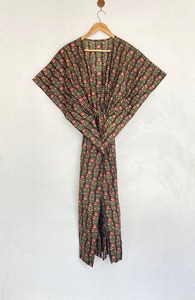 เดรสคาฟตันผ้าฝ้ายลายดอกไม้สีดำสไตล์อินเดียสำหรับผู้หญิงชุดเดรสแขนสั้นใส่ไปทะเลคลุมขอบบานมีพู่ห้อยเหมาะสำหรับฤดูใบไม้ร่วงและฤดูร้อน - Product Image 6