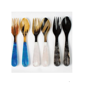 Ensemble de serveur de salade à motif poignée verte en résine élégante cuillère à poignée vague pour servir les salades outils de salade faits à la main - Product Image 2