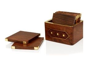 Dessous de verre en bois moderne de luxe avec tapis et coussinets de forme ronde avec support de décoration utiliser des sous-verres en bois sans pierre - Product Image 2