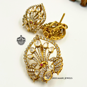 PEACOCK PENDANT and <b>STUDS</b> Pear Cut Diamond Shape - Product Image 2