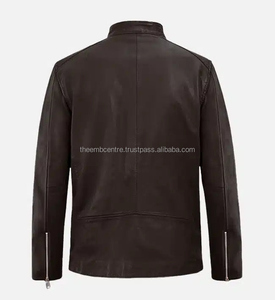 Chaqueta de piel auténtica personalizada con cremallera para hombre, chaqueta de piel auténtica de buena calidad a precios al por mayor, chaqueta de piel de color personalizada para hombre - Product Image 5