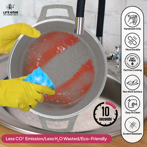 LIFE SMILE Flame Design Olla para sopa Olla de cocina de aluminio fundido a presión con tapa de vidrio Revestimiento de granito antiadherente multicapa Seguro para horno - Product Image 3