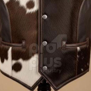 Chaleco de Cuero con Pelo de Vaca Genuino para Hombre - Moda Urbana Moderna, Prenda Exterior Informal y Transpirable - Product Image 3
