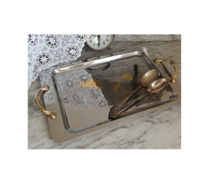 <b>Ornamental</b> Aluminum And Brass Serving Tray With Antique Shine Designed For Elegant Parties Luxury Hotels And <b>Family</b> Homes - Product Image 5
