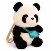 Peluche Panda Mignonne avec Mini Sac Bandoulière, Jouet en Peluche Doux pour Enfants, Cadeau d'Anniversaire ou de Noël