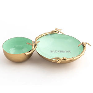 Tazón para Salsas y Aperitivos de Aluminio con Forma de Hoja, Bañado en Oro, Esmalte Blanco, Color Oro Rosa, Decoración para el Hogar y Hoteles - Product Image 6