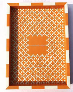 Venta caliente Luxe Home Decor Wood Mabkhara Bone Inlay con juego de posavasos y bandeja para servir Respetuoso con el medio ambiente y sostenible en la India - Product Image 4