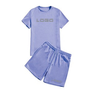 Factory Direct High Quality Spring Solid High Street 2 Piece Set Shorts Set Custom Wholesale 100% Cotton <b>Tracksuit</b> - Product Image 4