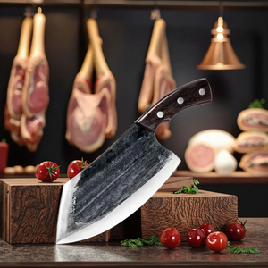 Couperet de chef de cuisine fait à la main de haute qualité en acier inoxydable à haute teneur en carbone couteau de boucherie bois d'ébène extérieur personnalisable Support OEM - Product Image 1