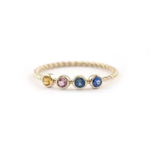 SP Exclusive Criss-Cross Twisted Eternity Band 14k Solid Gold Natural Sapphire Cocktail Ring Hot Wedding Fashion Women Fine Ring